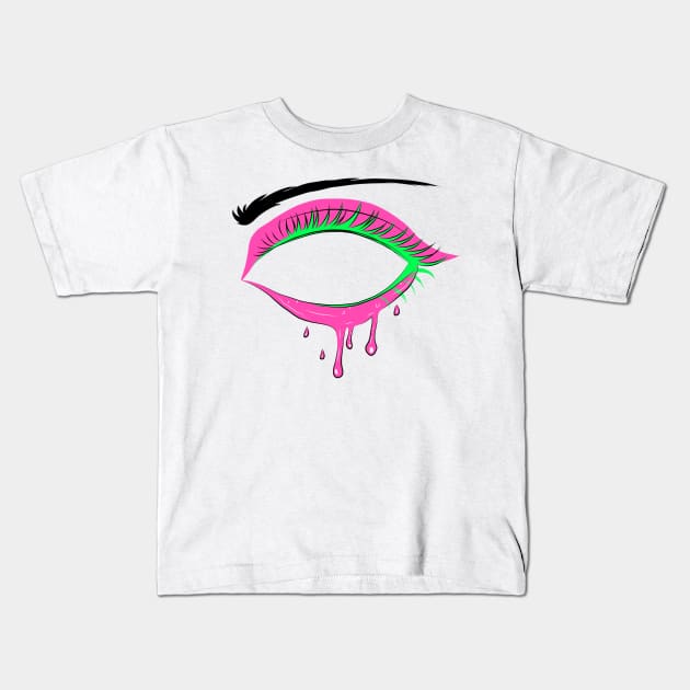 Neon Psychedelic Slime Eye Kids T-Shirt by RavenRarities